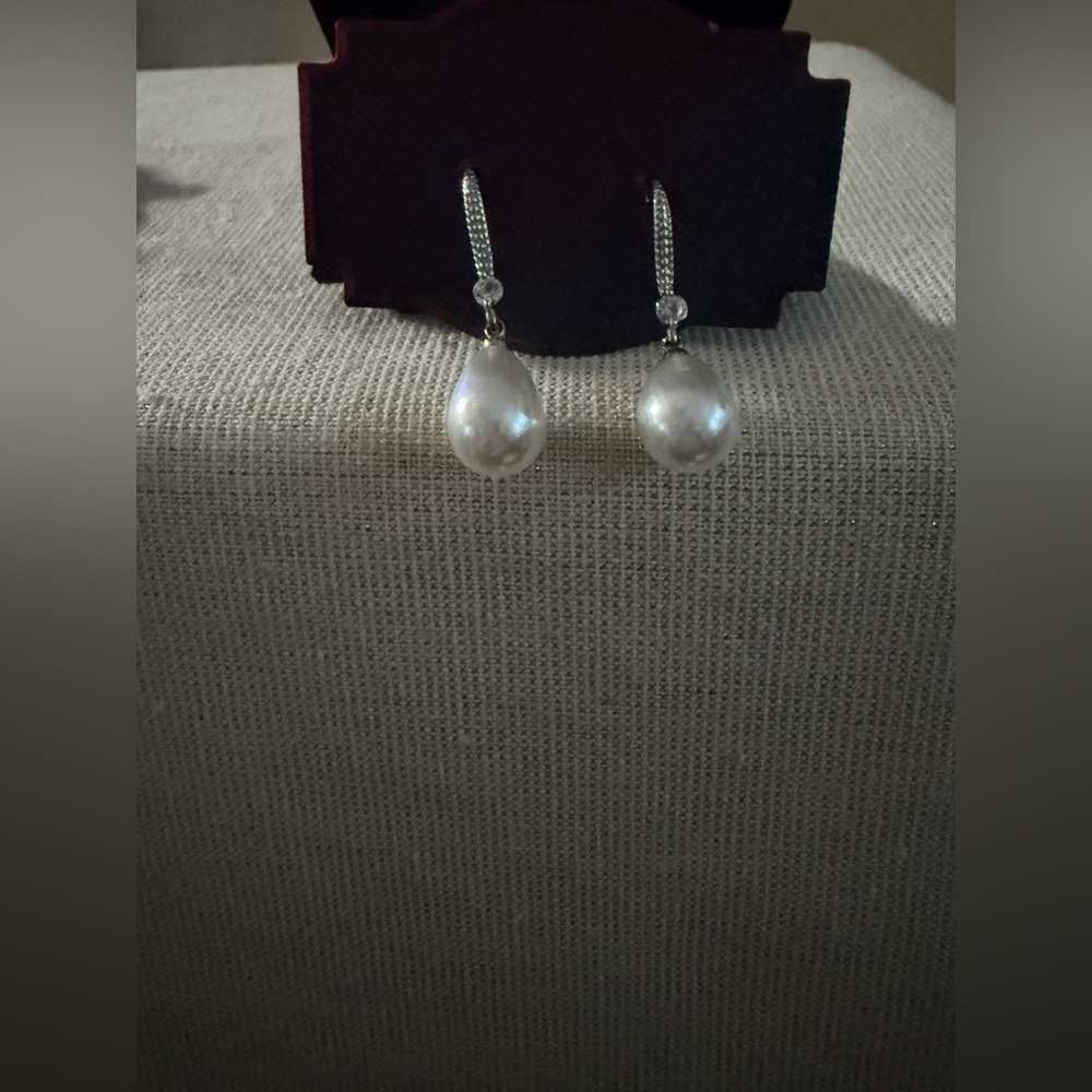 Elegant White Faux Pearl Drop Earrings